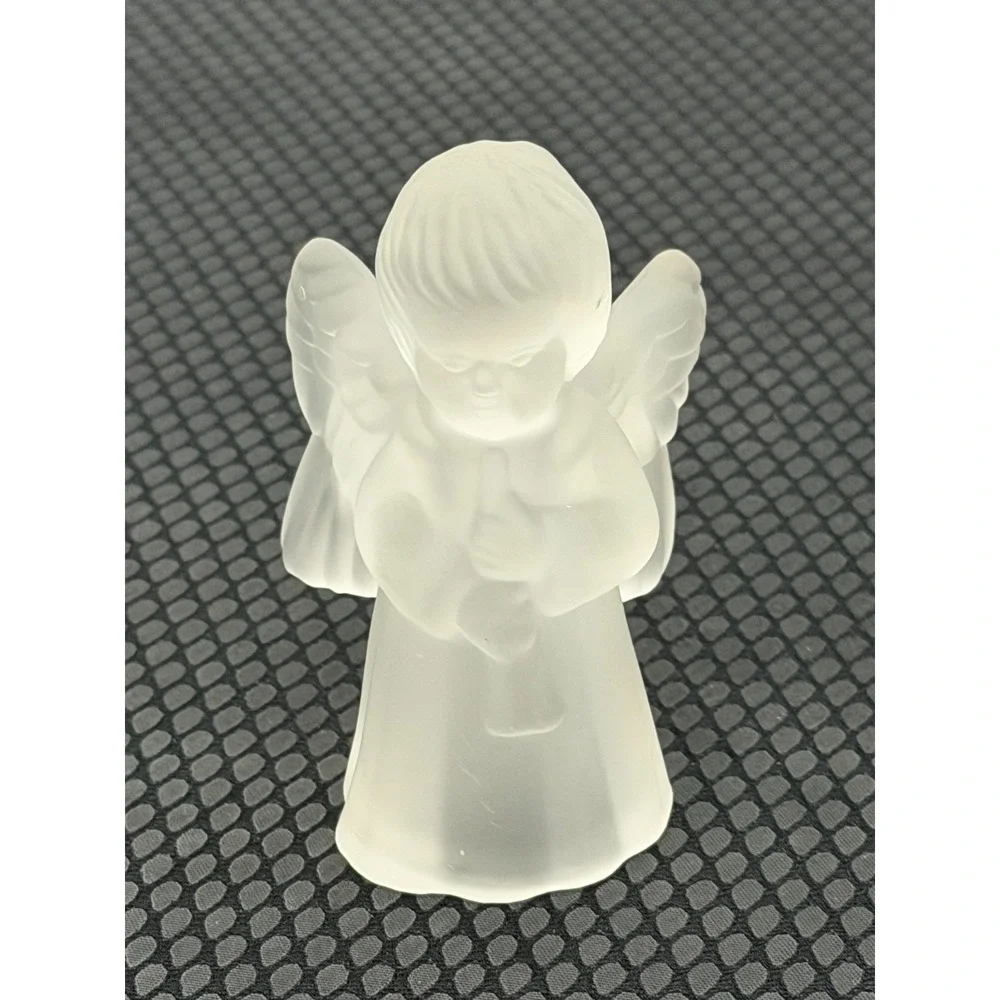 Crystal Caroling Angels Candle Holders Frosted Playing Musical Instruments Set 3